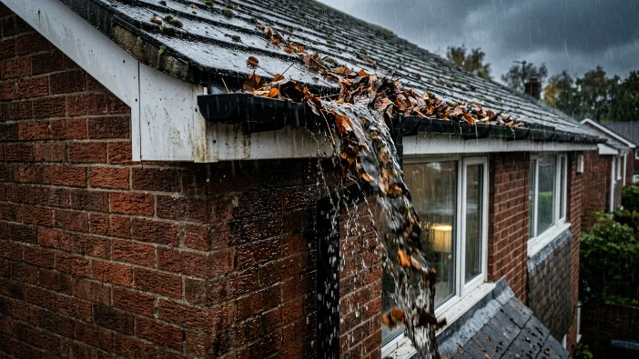 Water leaking from damaged roof in Camberley showing urgent repair signs needed before winter 2026
